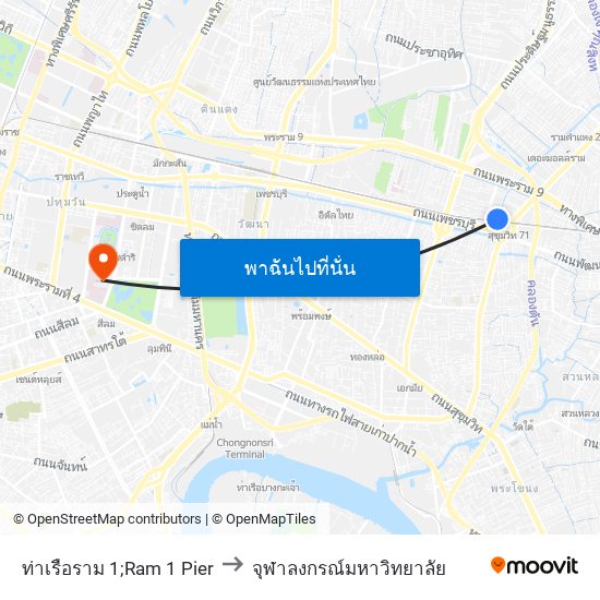 ท่าเรือราม 1;Ram 1 Pier to จุฬาลงกรณ์มหาวิทยาลัย map