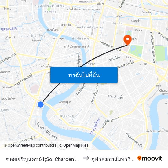 ซอยเจริญนคร 61;Soi Charoen Nakhon 61 to จุฬาลงกรณ์มหาวิทยาลัย map