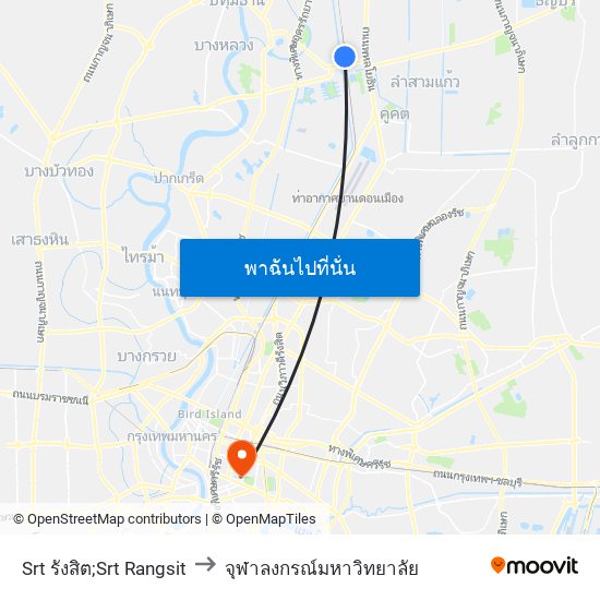 Srt รังสิต;Srt Rangsit to จุฬาลงกรณ์มหาวิทยาลัย map