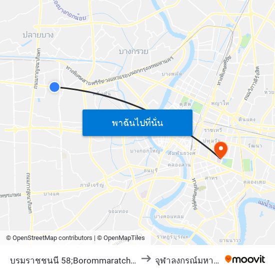 บรมราชชนนี 58;Borommaratchachonnani 58 to จุฬาลงกรณ์มหาวิทยาลัย map