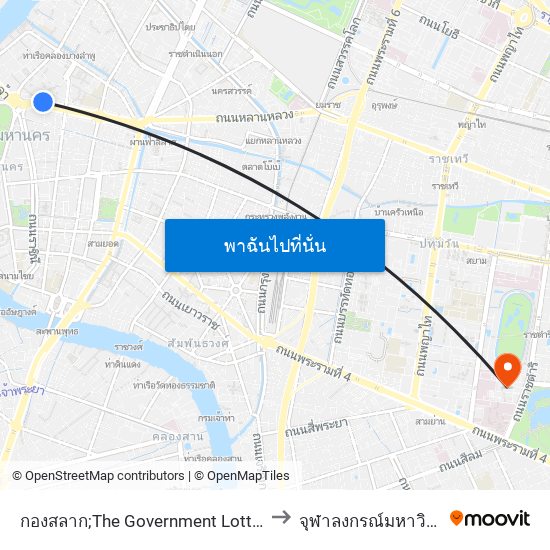 กองสลาก;The Government Lottery Office to จุฬาลงกรณ์มหาวิทยาลัย map