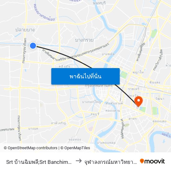 Srt บ้านฉิมพลี;Srt Banchimphli to จุฬาลงกรณ์มหาวิทยาลัย map