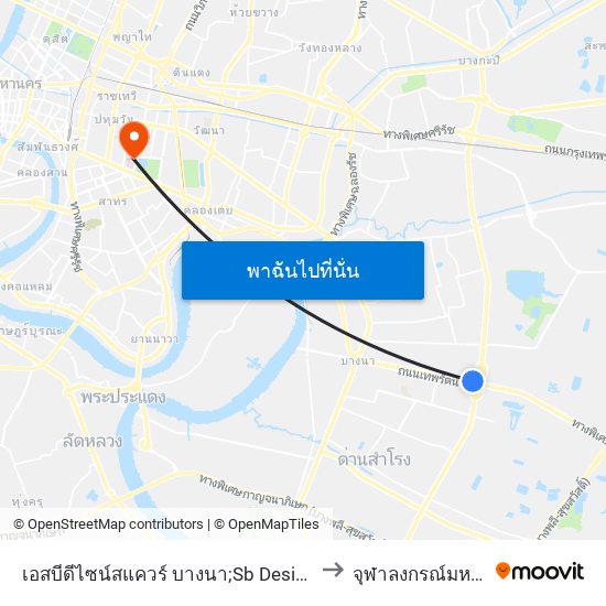 เอสบีดีไซน์สแควร์ บางนา;Sb Design Square Bangna to จุฬาลงกรณ์มหาวิทยาลัย map