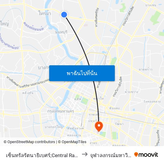 เซ็นทรัลรัตนาธิเบศร์;Central Rattanathibet to จุฬาลงกรณ์มหาวิทยาลัย map