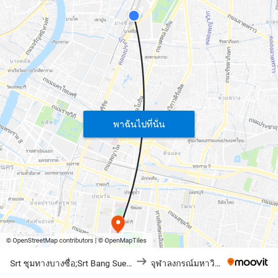 Srt ชุมทางบางซื่อ;Srt Bang Sue Junction to จุฬาลงกรณ์มหาวิทยาลัย map