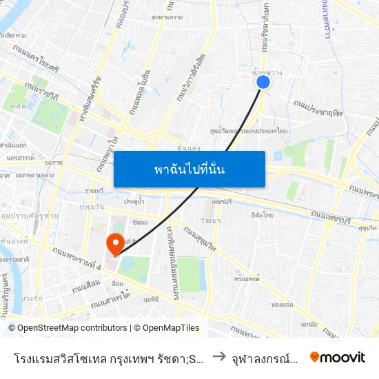 โรงแรมสวิสโซเทล กรุงเทพฯ รัชดา;Swissotel Bangkok Ratchada to จุฬาลงกรณ์มหาวิทยาลัย map