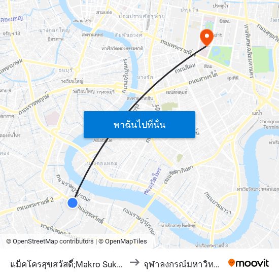 แม็คโครสุขสวัสดิ์;Makro Suksawat to จุฬาลงกรณ์มหาวิทยาลัย map