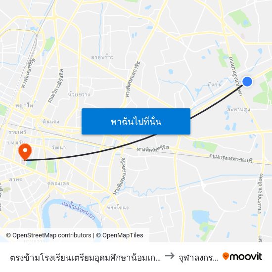 ตรงข้ามโรงเรียนเตรียมอุดมศึกษาน้อมเกล้า;Triam Udom Suksa Nomklao School (Opposite) to จุฬาลงกรณ์มหาวิทยาลัย map