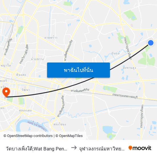 วัดบางเพ็งใต้;Wat Bang Peng Tai to จุฬาลงกรณ์มหาวิทยาลัย map