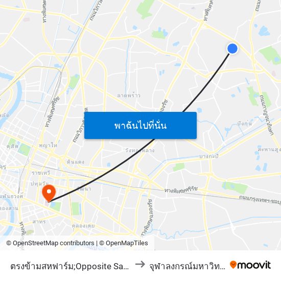 ตรงข้ามสหฟาร์ม;Opposite Saha Farm to จุฬาลงกรณ์มหาวิทยาลัย map