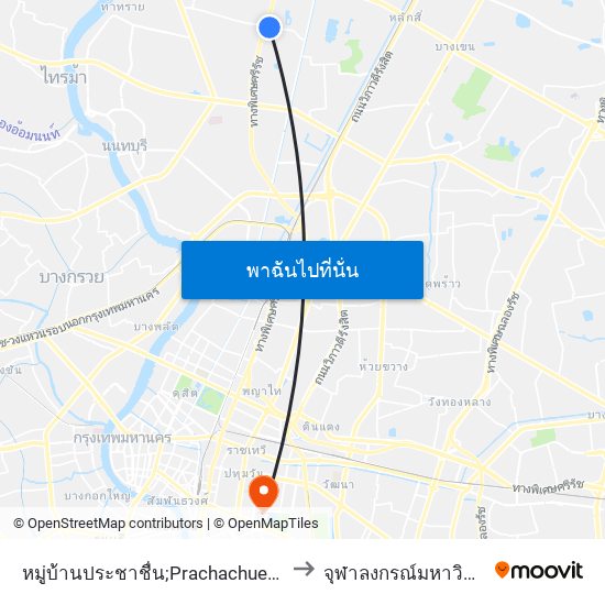 หมู่บ้านประชาชื่น;Prachachuen Village to จุฬาลงกรณ์มหาวิทยาลัย map