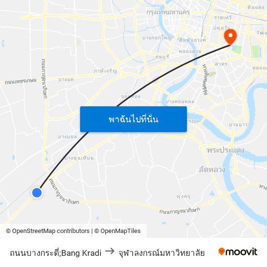 ถนนบางกระดี่;Bang Kradi to จุฬาลงกรณ์มหาวิทยาลัย map