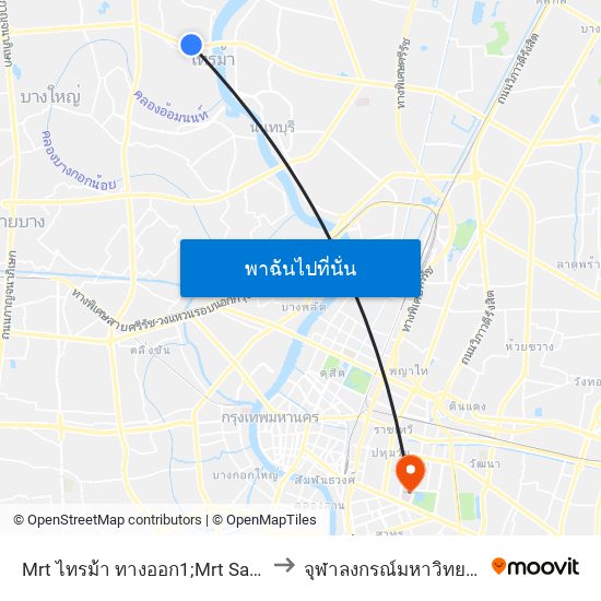 Mrt ไทรม้า ทางออก1;Mrt Sai MA to จุฬาลงกรณ์มหาวิทยาลัย map