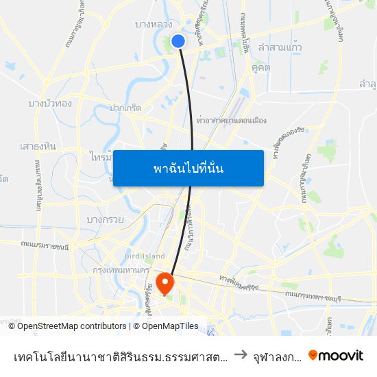 เทคโนโลยีนานาชาติสิรินธรม.ธรรมศาสตร์;Sirindhorn International Institute Of Technology. Thammasat. to จุฬาลงกรณ์มหาวิทยาลัย map