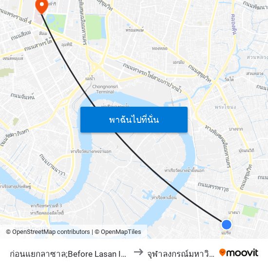 ก่อนแยกลาซาล;Before Lasan Intersection to จุฬาลงกรณ์มหาวิทยาลัย map