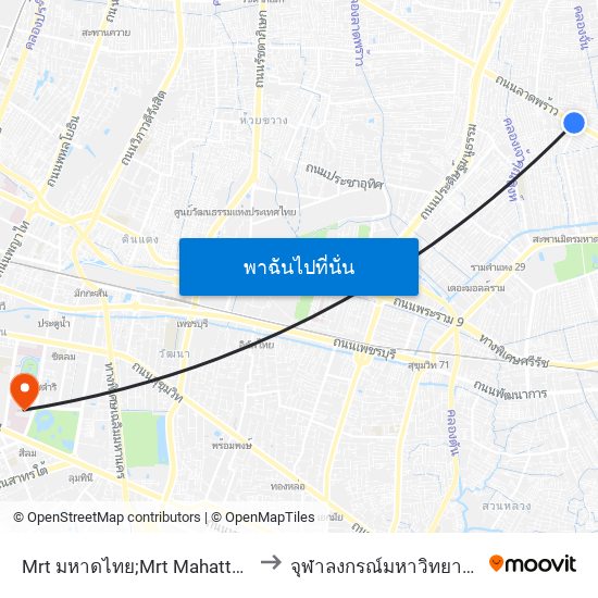 Mrt มหาดไทย;Mrt Mahatthai to จุฬาลงกรณ์มหาวิทยาลัย map