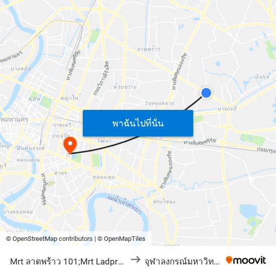 Mrt ลาดพร้าว 101;Mrt Ladprao 101 to จุฬาลงกรณ์มหาวิทยาลัย map