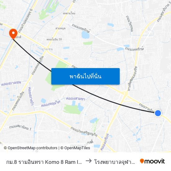 กม.8 รามอินทรา Komo 8 Ram In Thra to โรงพยาบาลจุฬาภรณ์ map