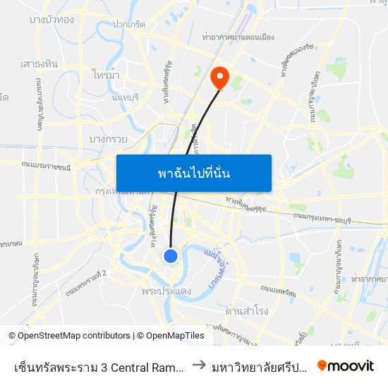 เซ็นทรัลพระราม 3 Central Rama 3 to มหาวิทยาลัยศรีปทุม map