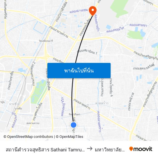 สถานีตำรวจสุทธิสาร Sathani Tamruat Sutthi San to มหาวิทยาลัยศรีปทุม map