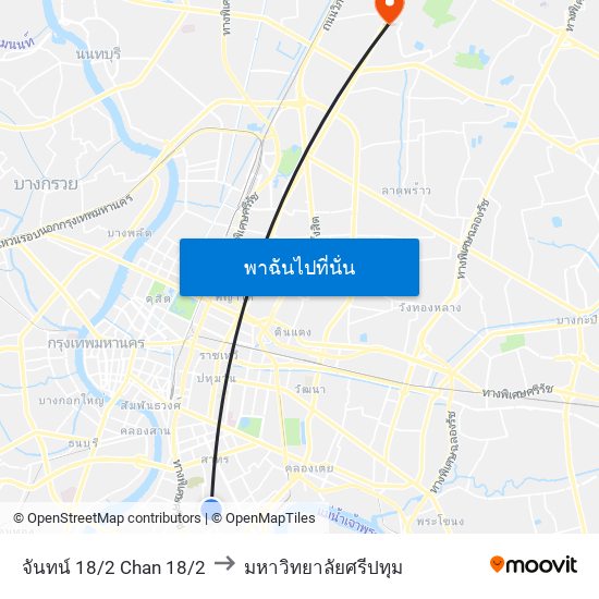 จันทน์ 18/2 Chan 18/2 to มหาวิทยาลัยศรีปทุม map