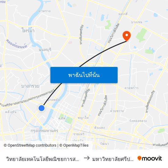 วิทยาลัยเทคโนโลยีพณิชยการสยาม to มหาวิทยาลัยศรีปทุม map