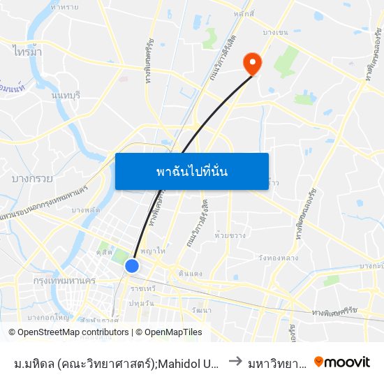 ม.มหิดล (คณะวิทยาศาสตร์);Mahidol University (Faculty Of Science) to มหาวิทยาลัยศรีปทุม map