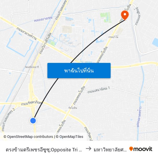 ตรงข้ามตรีเพชรอีซูซุ;Opposite Tri Petch Isuzu to มหาวิทยาลัยศรีปทุม map