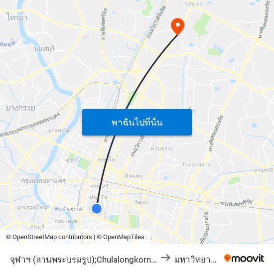 จุฬาฯ (ลานพระบรมรูป);Chulalongkorn (The Equestrian Statue) to มหาวิทยาลัยศรีปทุม map