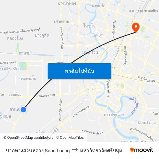 ปากทางสวนหลวง;Suan Luang to มหาวิทยาลัยศรีปทุม map