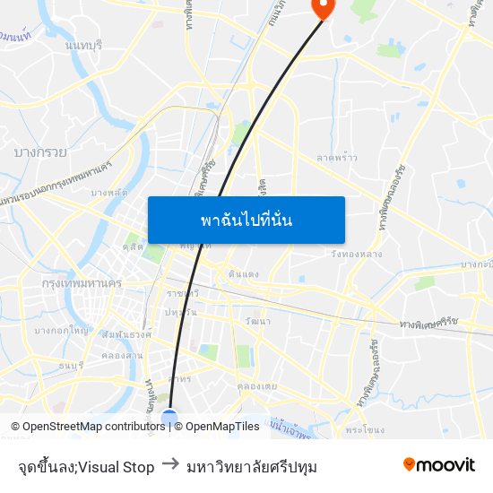 จุดขึ้นลง;Visual Stop to มหาวิทยาลัยศรีปทุม map