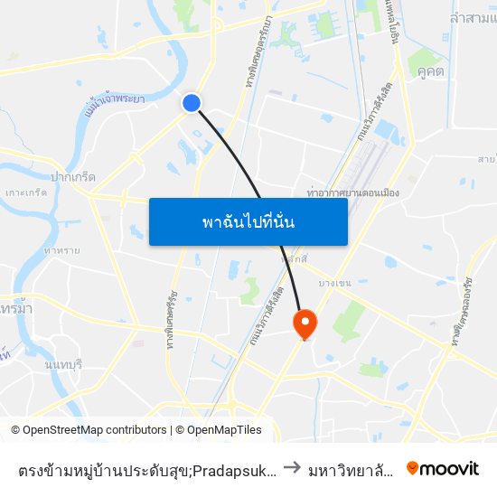 ตรงข้ามหมู่บ้านประดับสุข;Pradapsuk Village (Opposite) to มหาวิทยาลัยศรีปทุม map