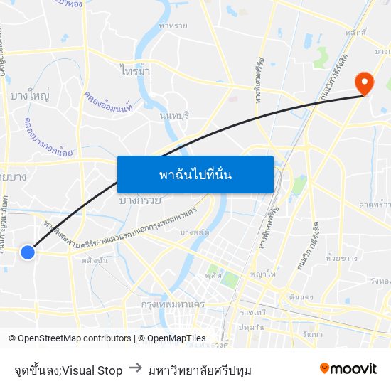 จุดขึ้นลง;Visual Stop to มหาวิทยาลัยศรีปทุม map