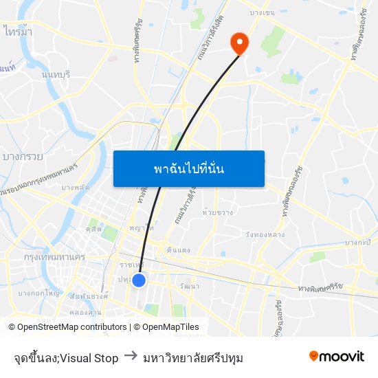 จุดขึ้นลง;Visual Stop to มหาวิทยาลัยศรีปทุม map