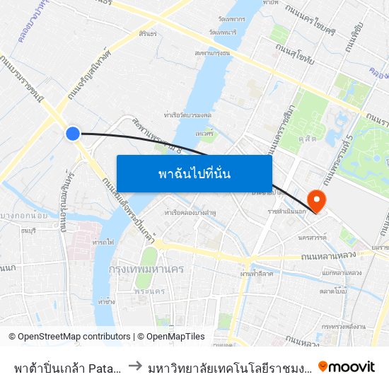 พาต้าปิ่นเกล้า Pata Pinklao to มหาวิทยาลัยเทคโนโลยีราชมงคลพระนคร map