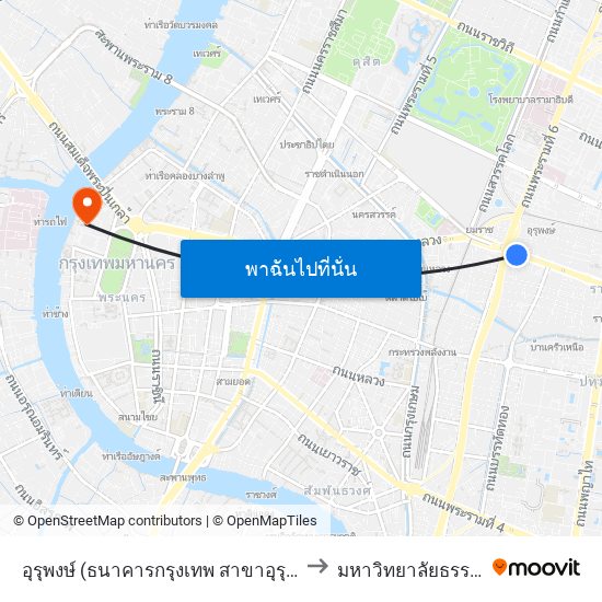 อุรุพงษ์ (ธนาคารกรุงเทพ สาขาอุรุพงษ์) Urupong to มหาวิทยาลัยธรรมศาสตร์ map