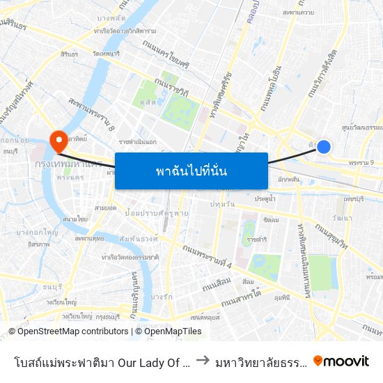 โบสถ์แม่พระฟาติมา Our Lady Of Fatima Church to มหาวิทยาลัยธรรมศาสตร์ map