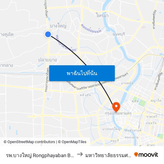 รพ.บางใหญ่ Rongphayaban Bang Yai to มหาวิทยาลัยธรรมศาสตร์ map