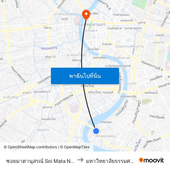 ซอยมาตานุสรณ์ Soi Mata Nu Son to มหาวิทยาลัยธรรมศาสตร์ map