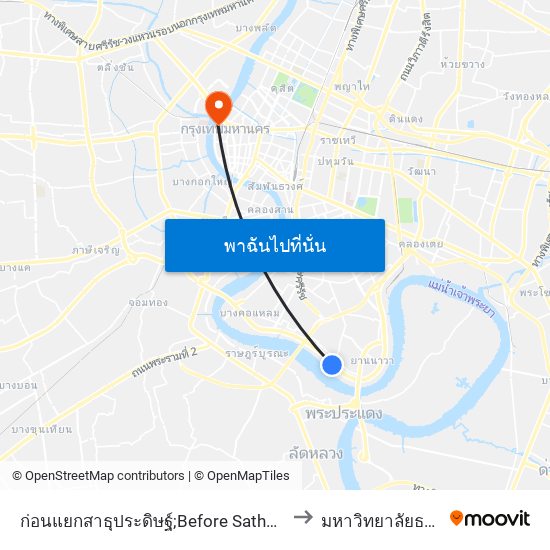 ก่อนแยกสาธุประดิษฐ์;Before Sathu Pradit Intersection to มหาวิทยาลัยธรรมศาสตร์ map