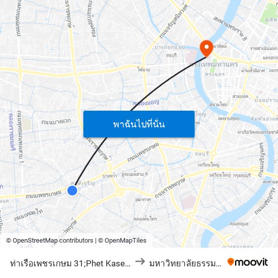 ท่าเรือเพชรเกษม 31;Phet Kasem 31 Pier to มหาวิทยาลัยธรรมศาสตร์ map