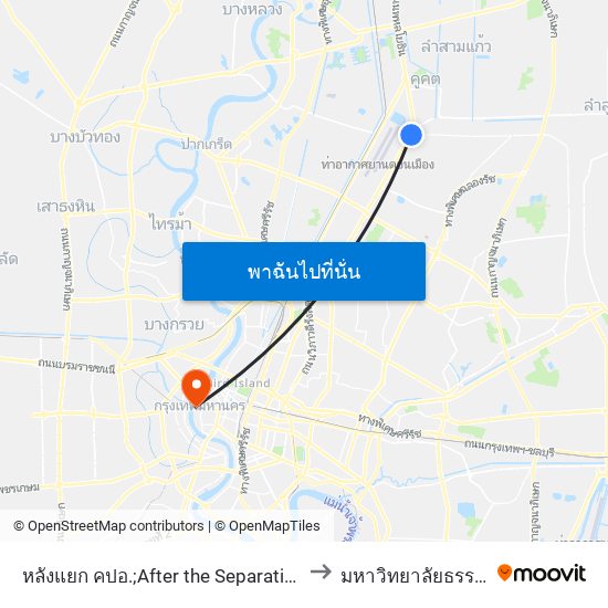 หลังแยก คปอ.;After the Separation Of the Cpo. to มหาวิทยาลัยธรรมศาสตร์ map