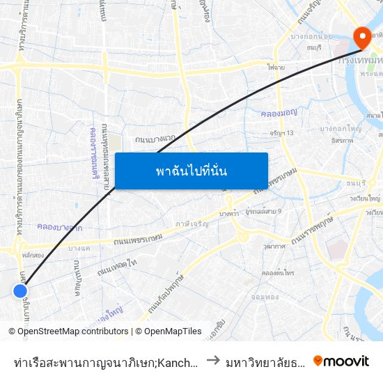 ท่าเรือสะพานกาญจนาภิเษก;Kanchanaphisek Bridge Pier to มหาวิทยาลัยธรรมศาสตร์ map