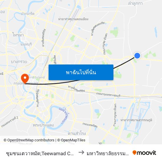 ชุมชนเตวาหมัด;Teewamad Community to มหาวิทยาลัยธรรมศาสตร์ map