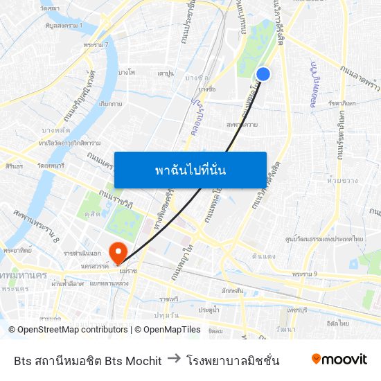 Bts สถานีหมอชิต Bts Mochit to โรงพยาบาลมิชชั่น map