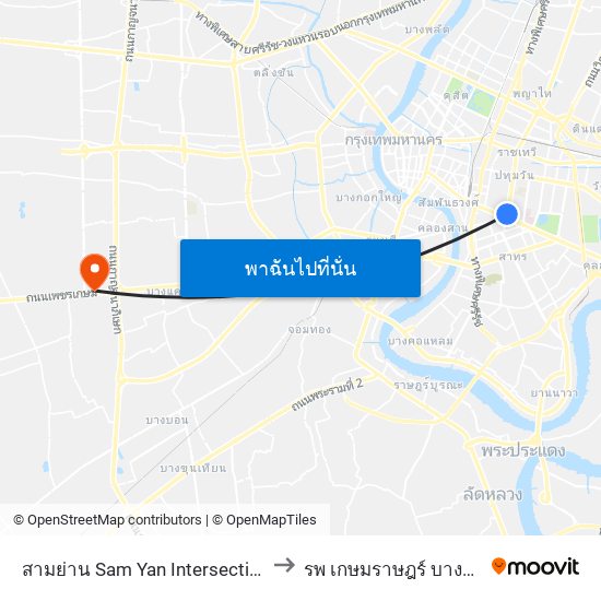 สามย่าน Sam Yan Intersection to รพ เกษมราษฎร์ บางแค map