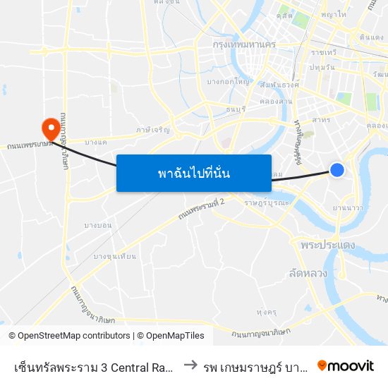 เซ็นทรัลพระราม 3 Central Rama 3 to รพ เกษมราษฎร์ บางแค map