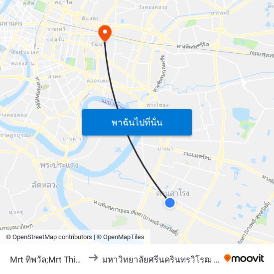 Mrt ทิพวัล;Mrt Thipphawan to มหาวิทยาลัยศรีนครินทรวิโรฒ ประสานมิตร map