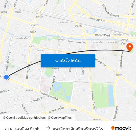 สะพานเหลือง Saphan Lueang to มหาวิทยาลัยศรีนครินทรวิโรฒ ประสานมิตร map