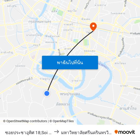 ซอยประชาอุทิศ 18;Soi Pracha Uthit 18 to มหาวิทยาลัยศรีนครินทรวิโรฒ ประสานมิตร map